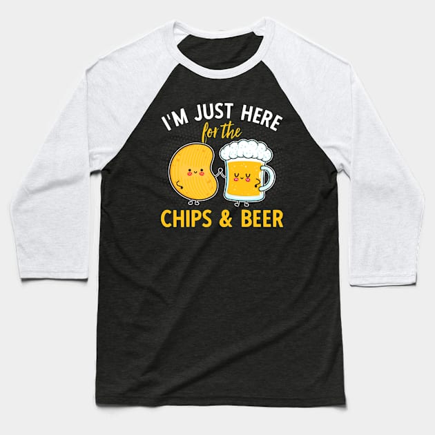 I'm Just Here For The Chips And Beer Baseball T-Shirt by AmazingDesigns